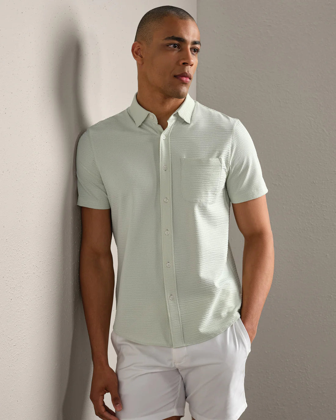 Commuter® Seersucker Short Sleeve Button Down